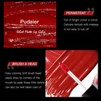Pudaier Velvet Matte Lip Color with soft brush for easy application, lip tint on lips