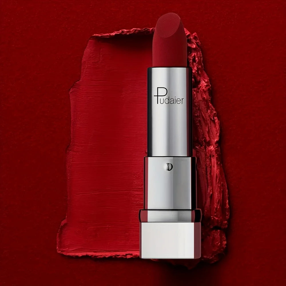Pudaier red lipstick for vibrant lip tint on lips