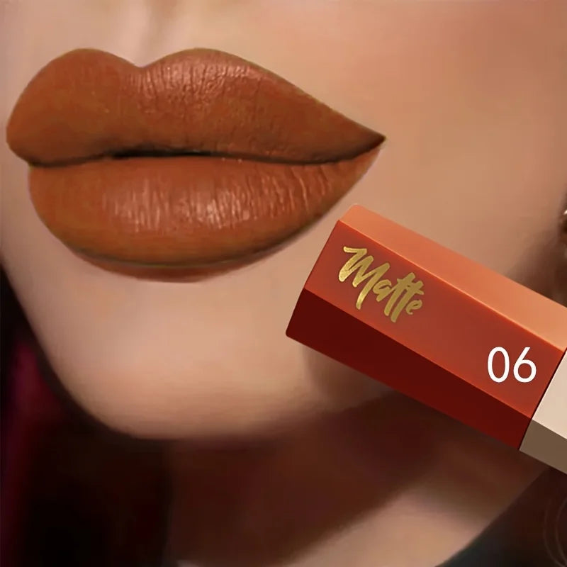 Matte lipstick MAC in warm brown color for a bold look