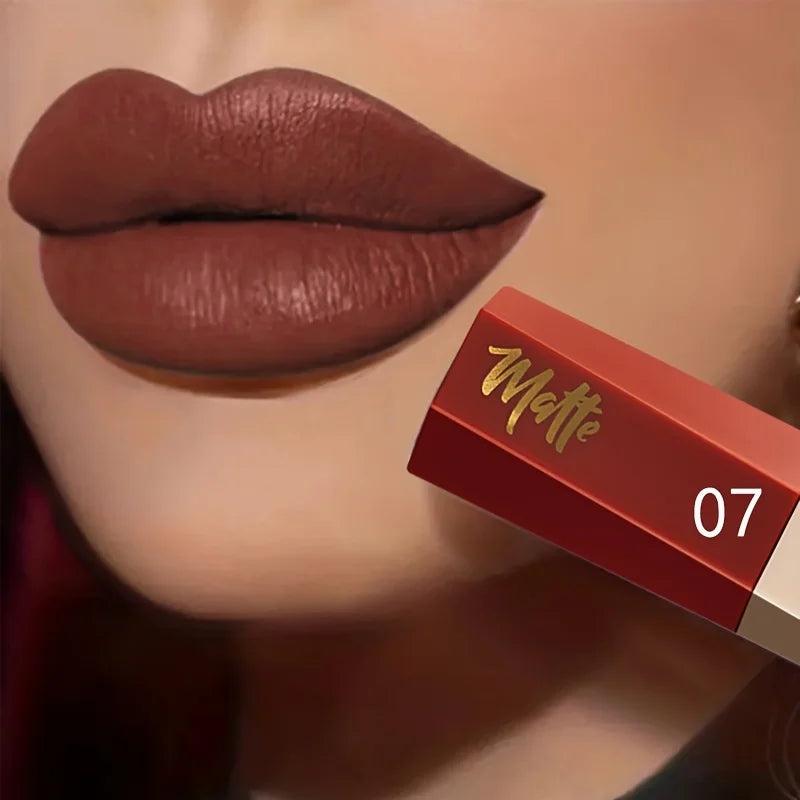 MAC matte lipstick in warm brown shade for a bold look