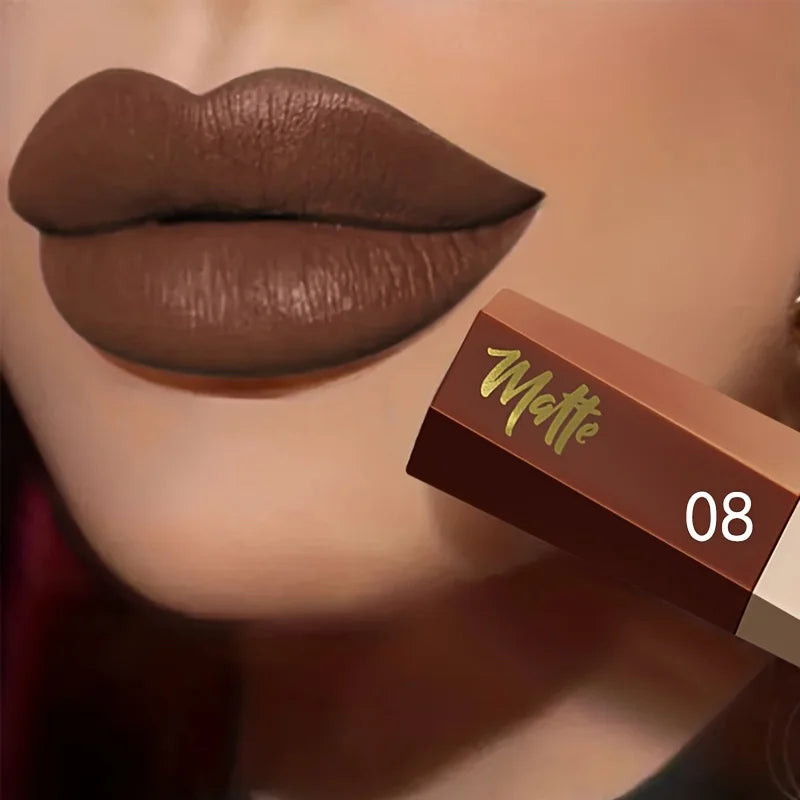 matte lipstick mac in deep brown shade for a bold lip look