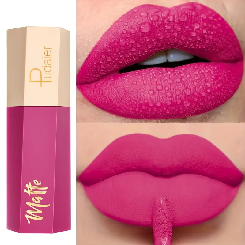 Pudaier matte lipstick mac in bright pink, perfect for bold looks