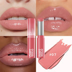 Glossy nude lipstick, moisturizing formula for a perfect finish