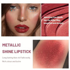 Pearlescent lipstick in rich color for long-lasting wear