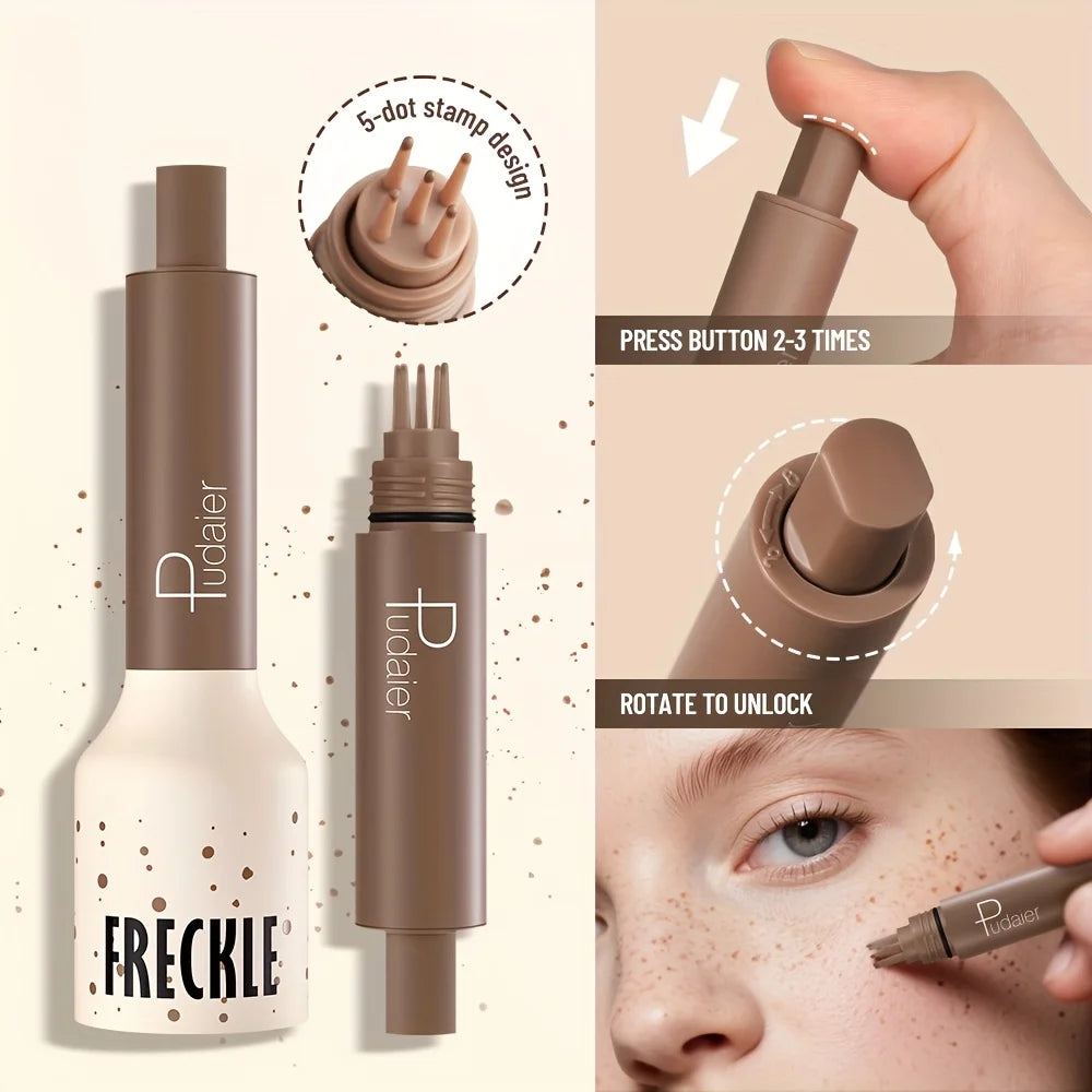 Waterproof body makeup freckle pen with five-dot stamp design for natural beauty