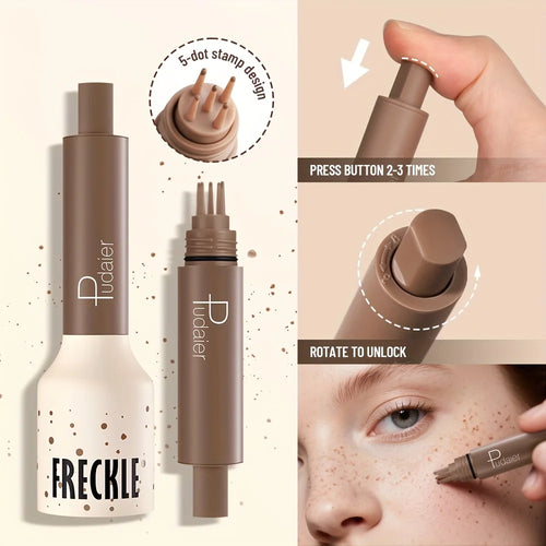 Waterproof body makeup freckle pen with five-dot stamp design for natural beauty