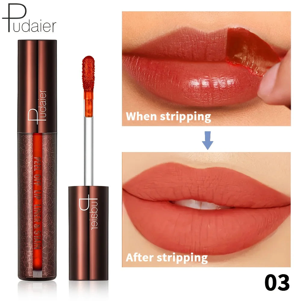 Pudaier waterproof lip gloss in rich red for long-lasting shine
