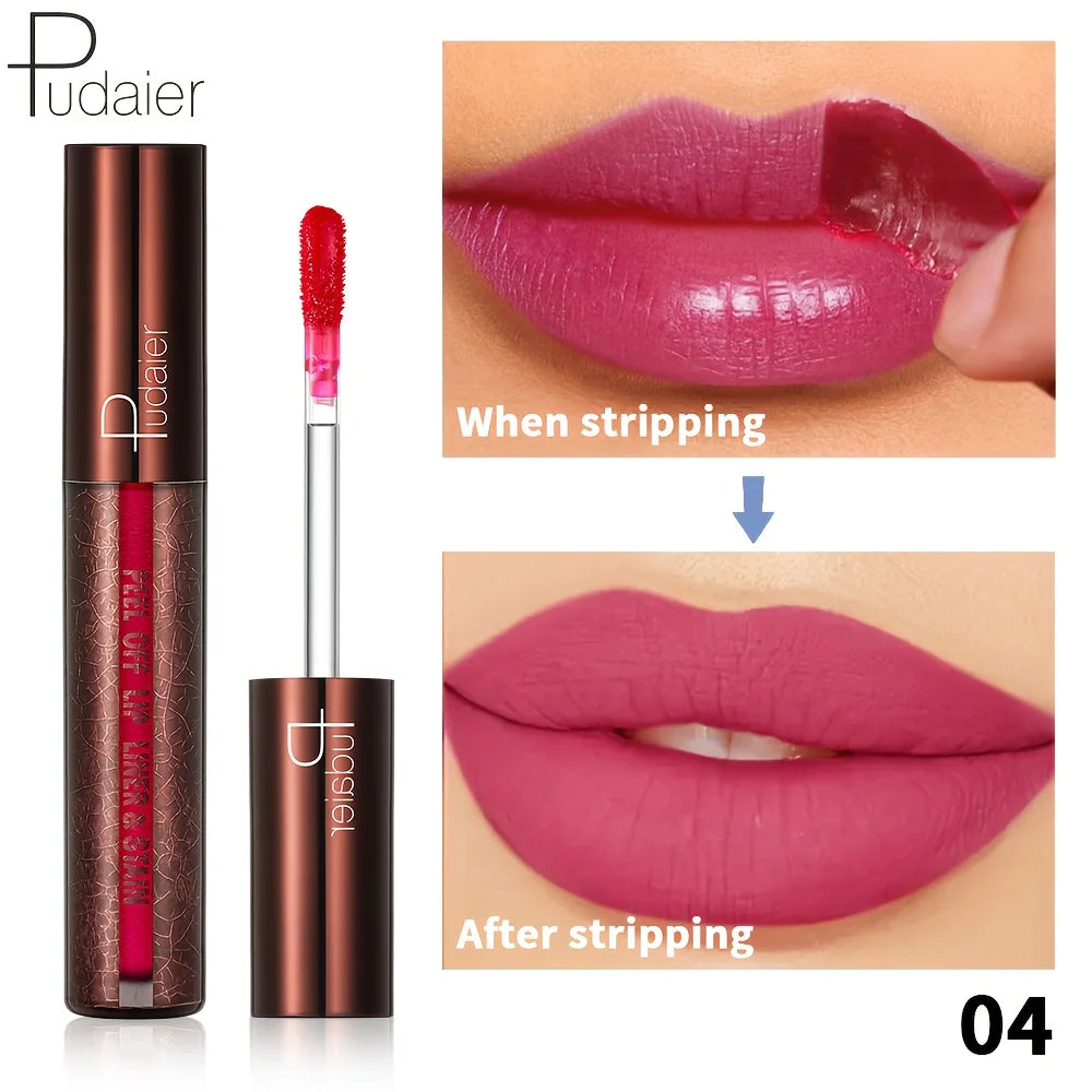 Pudaier waterproof lip gloss in vibrant pink for long-lasting wear