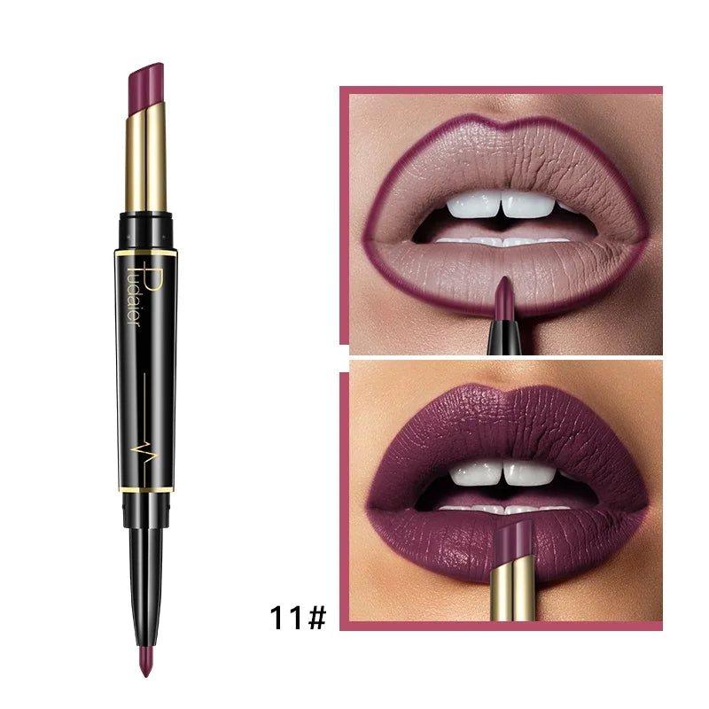 Lip liner pencil for defining lips with lip liner in deep plum shade