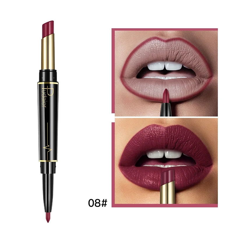 VacationGrabs lipstick with lip liner for defined lips in elegant burgundy