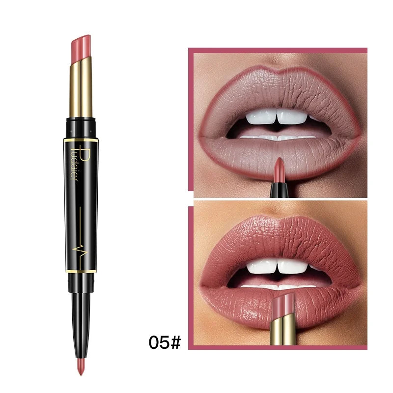 Lip liner and lipstick duo for perfect lips with lip liner