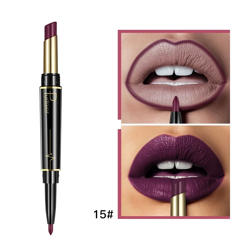Lip crayon in deep plum, perfect for lips with lip liner look