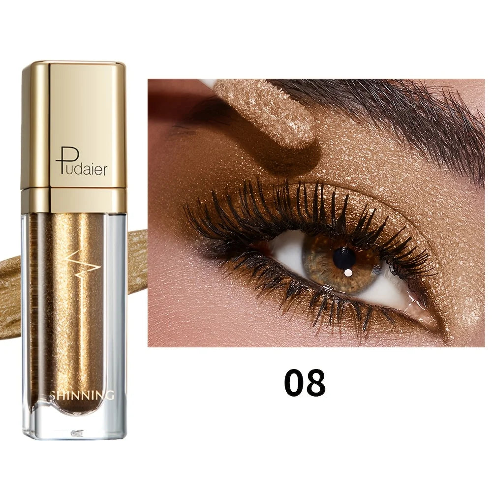 Pudaier long lasting eyeshadow in golden shimmer for glamorous makeup looks
