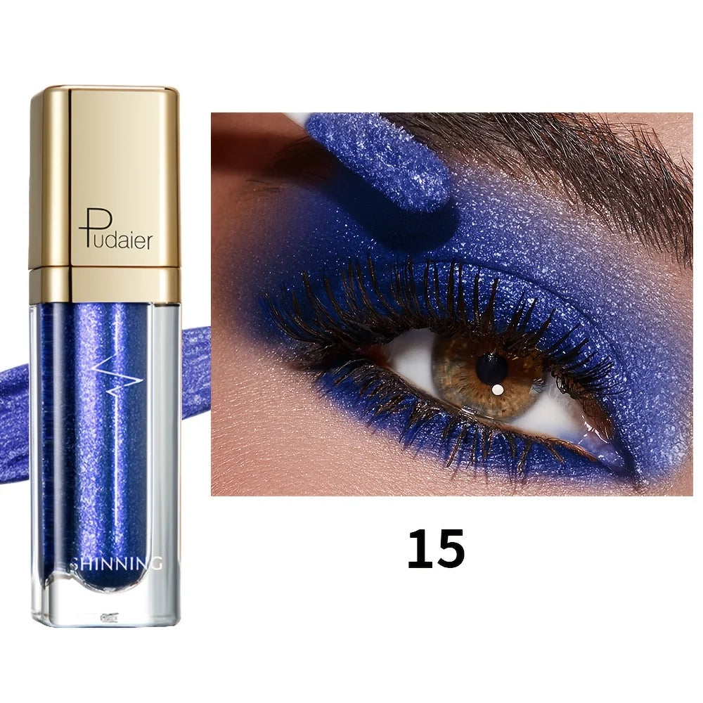 Pudaier long lasting eyeshadow in shimmering blue for vibrant eye makeup