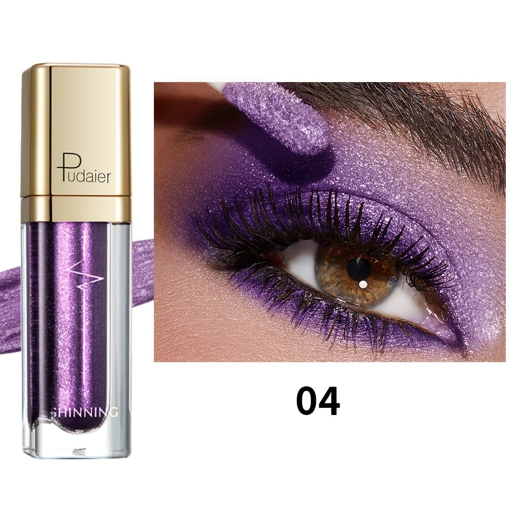 Pudaier long lasting eyeshadow in vibrant purple, perfect for bold looks