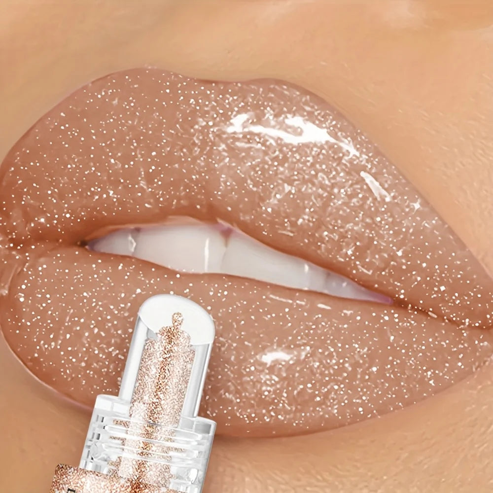 VacationGrabs lip gloss in shimmering nude for a dazzling finish