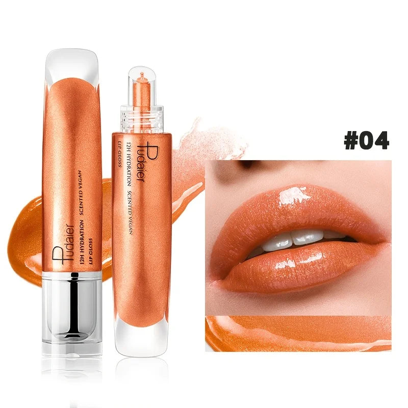 VacationGrabs lip gloss in shimmering peach shade for a glossy finish