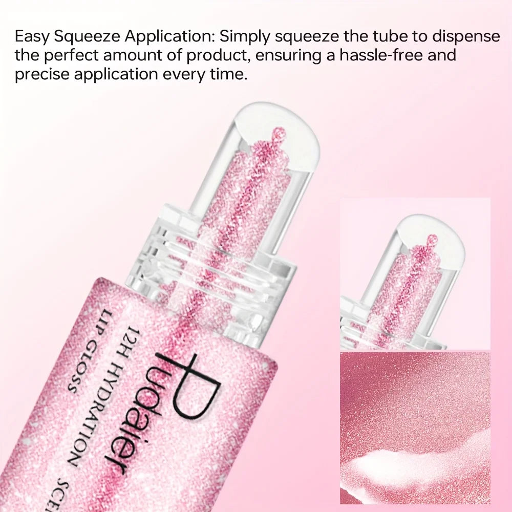 Pudailer 12H Hydration Lip Gloss in sparkling pink for easy application