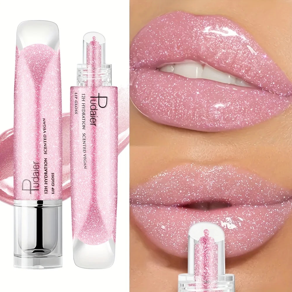 VacationGrabs lip gloss, pink shimmer, moisturizing for shiny lips