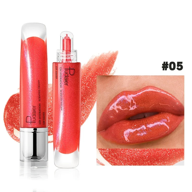 VacationGrabs lip gloss in coral for a shiny, glossy finish