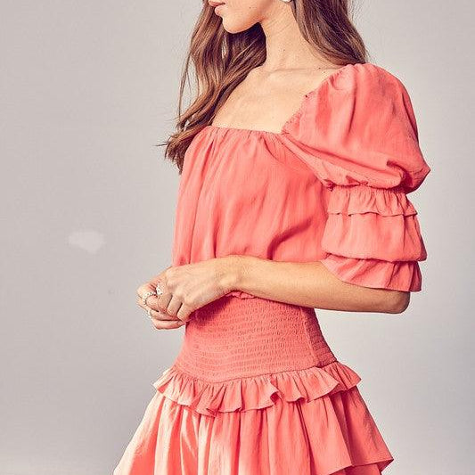 Women's Jumpsuits & Rompers Puff Sleeve Smocked Waist Romper