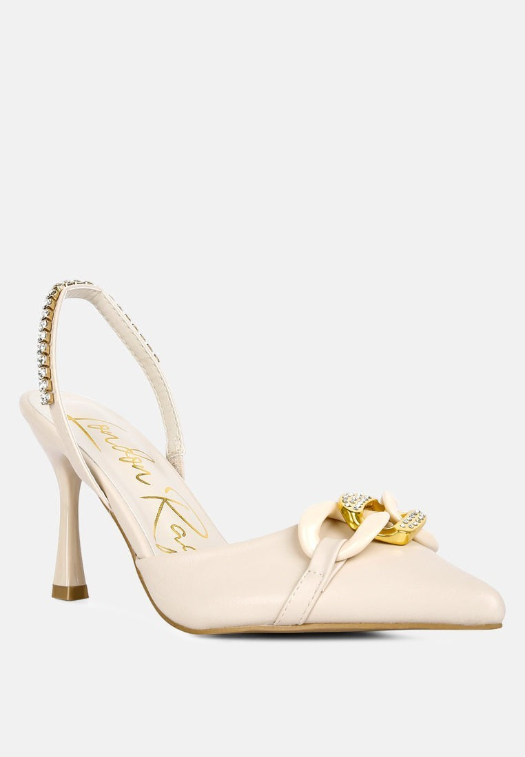 Sandales à chaînes avec ornements en strass Pull Me