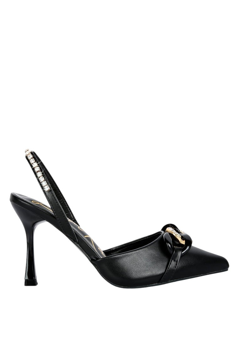 Pull Me Diamante Embellished Chain Sandals