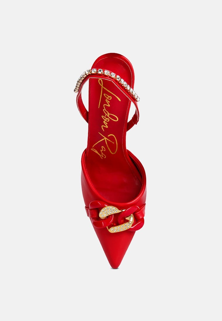 Sandales à chaînes avec ornements en strass Pull Me