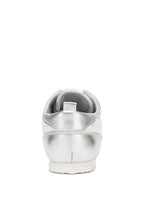 Women's metallic lace-up sneakers in silver for casual wear