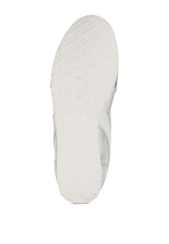 women's metallic lace-up sneakers in grey for casual outings
