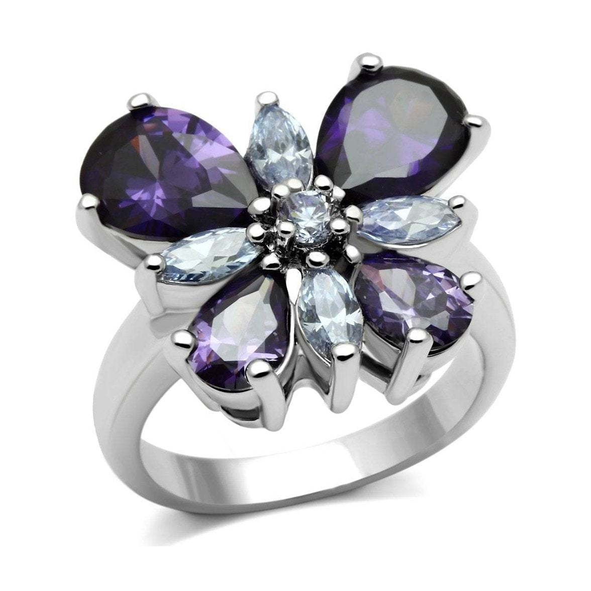 Stunning purple butterfly statement ring featuring vibrant gemstones on a silver band