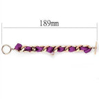 Purple chain link bracelet for women featuring a stylish design with gold accents