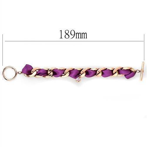 Purple chain link bracelet for women featuring a stylish design with gold accents