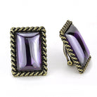 VacationGrabs purple gemstone statement earrings with a bold rectangular design and antique-style setting