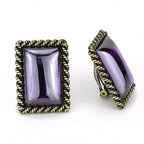 VacationGrabs purple gemstone statement earrings with a bold rectangular design and antique-style setting