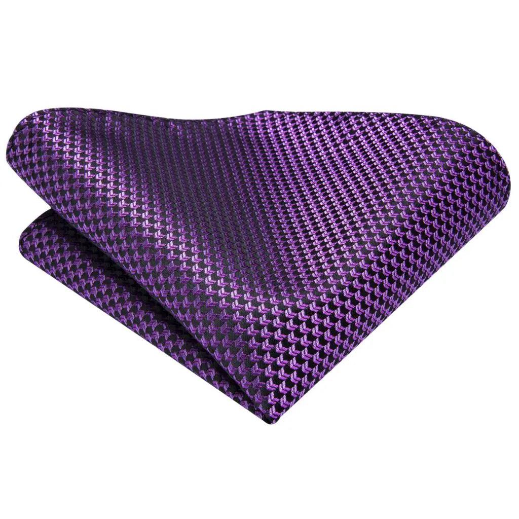 Men's Accessories - Ties Purple Mens Necktie Luxury Silk Tie Handkerchief Cufflinks Brooch Gift Set For Men