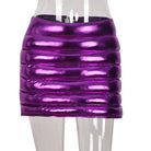 Women's Skirts Purple Puffer Mini Skirt Metallic Shiny Warm Quilted