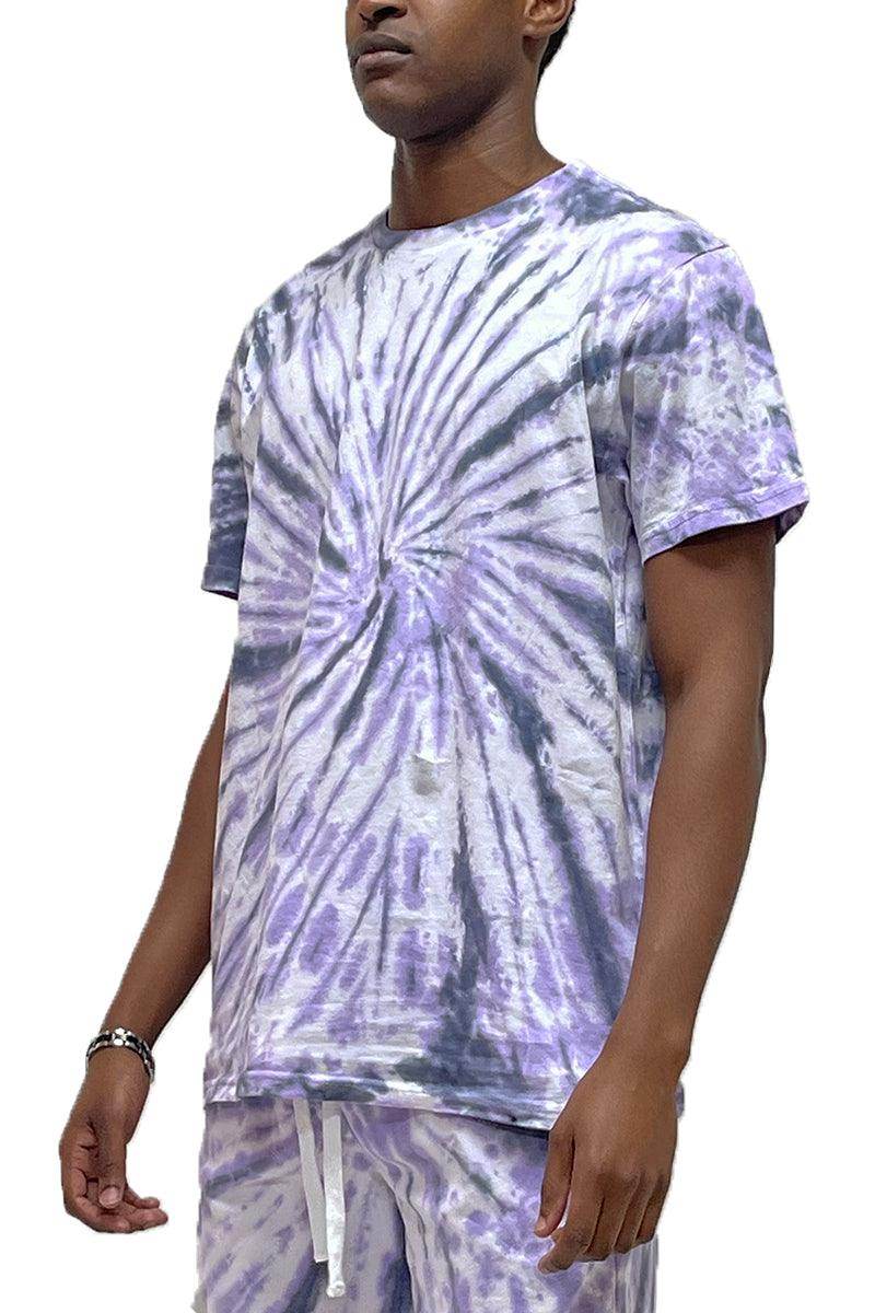 Purple Swirl Tye Dye Tshirt Short Set - VacationGrabs