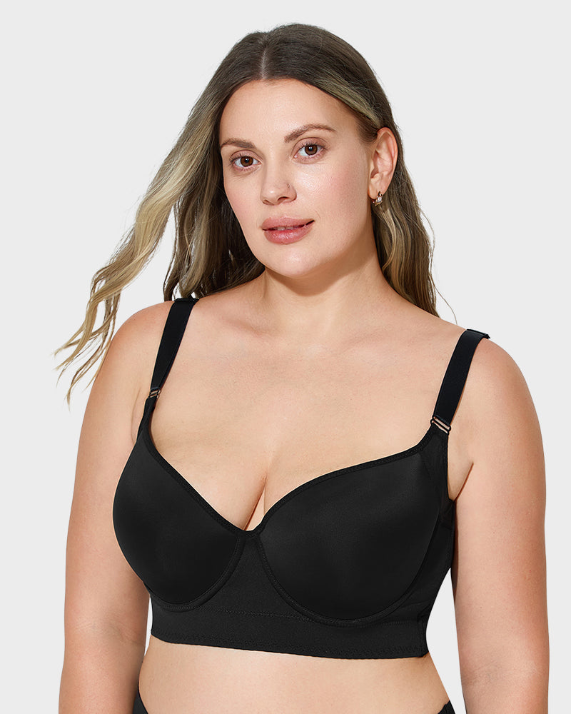 SheCurve push up smoothing bra in black with adjustable straps and supportive design