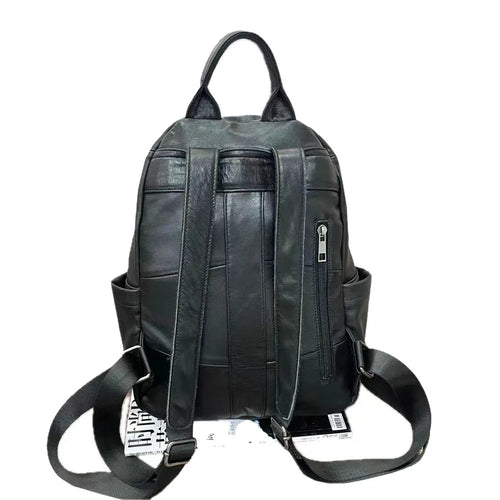 Black leather backpack from VacationGrabs, perfect for women on the go