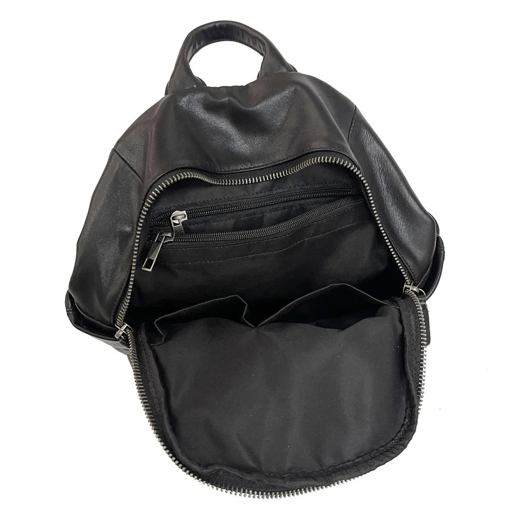 Black leather backpack, stylish and practical for women on the go