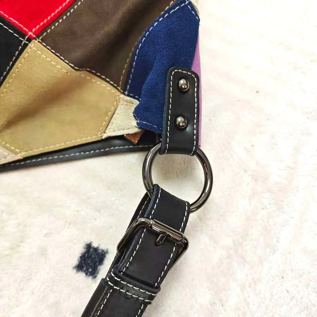 Colorful patchwork quality leather bag for women on the go