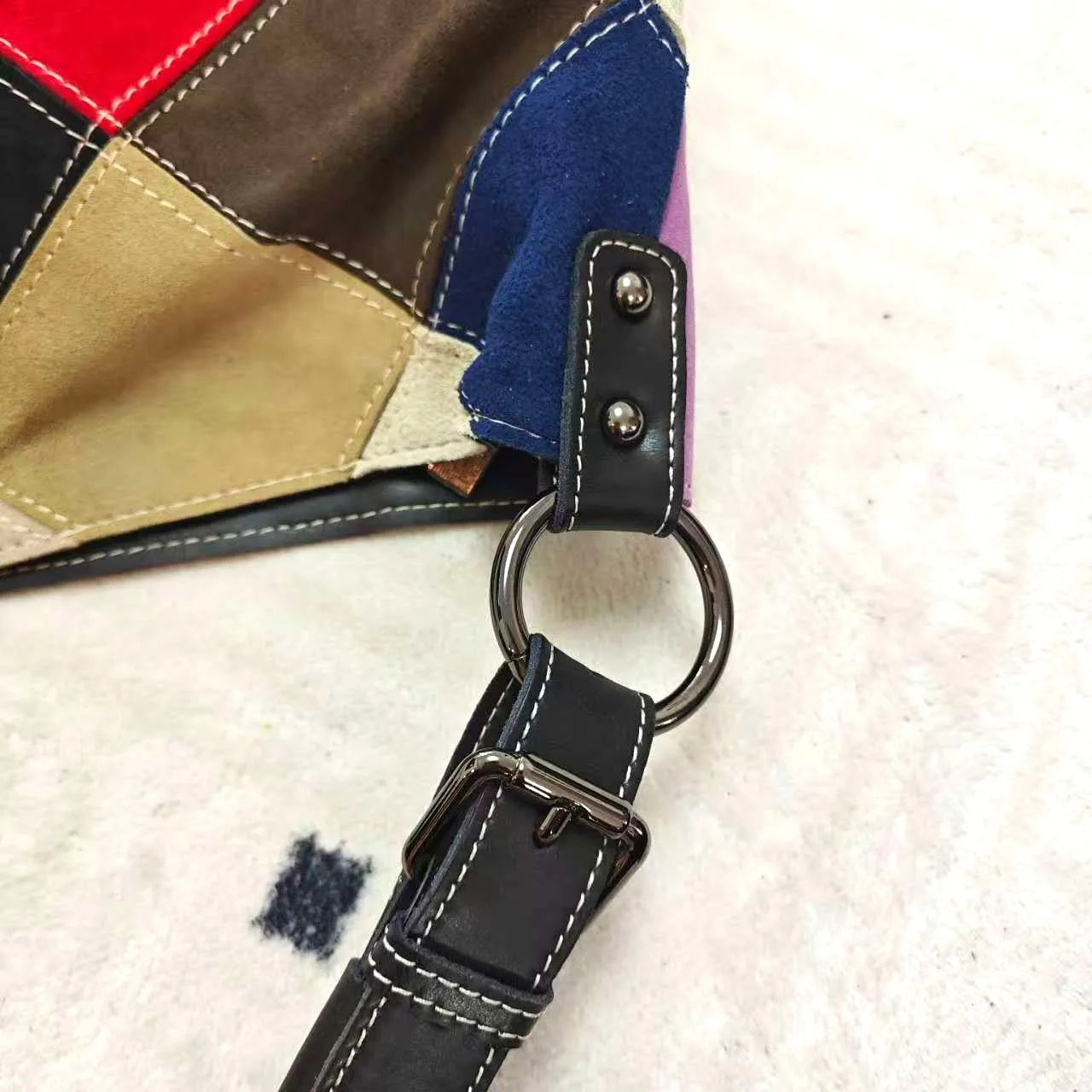 Colorful patchwork quality leather bag for women on the go