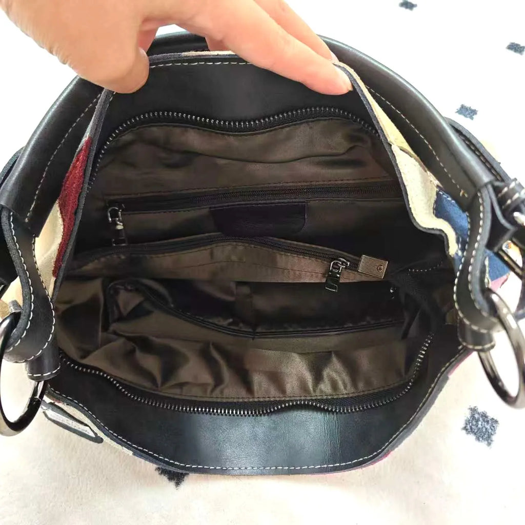 Vacuum leather handbag for women, spacious interior, travel-ready