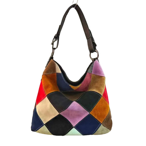 Colorful patchwork leather bag for women on the go