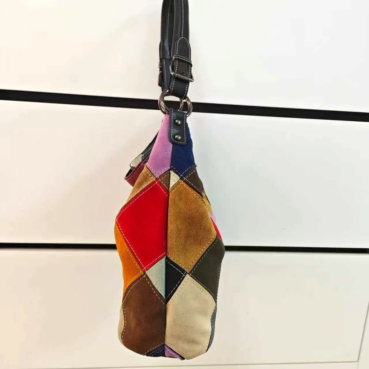 Colorful patchwork leather bag, stylish choice for quality leather bags for Women on the Go