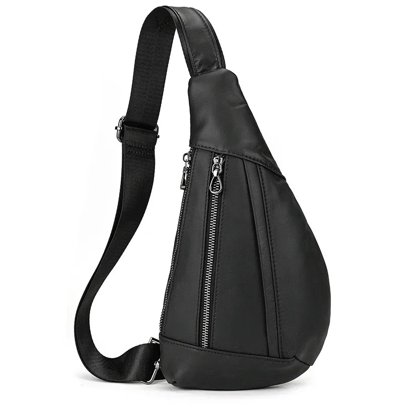 Black quality leather lightweight backpack for travel and casual outings