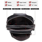 Black quality leather lightweight backpack with multiple secure pockets