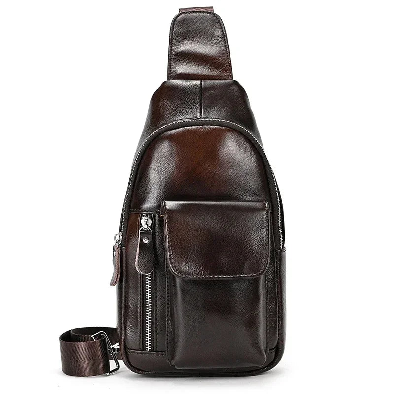 brown quality leather lightweight backpack for daily use