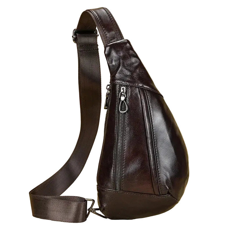Quality leather lightweight backpack in dark brown for casual outings